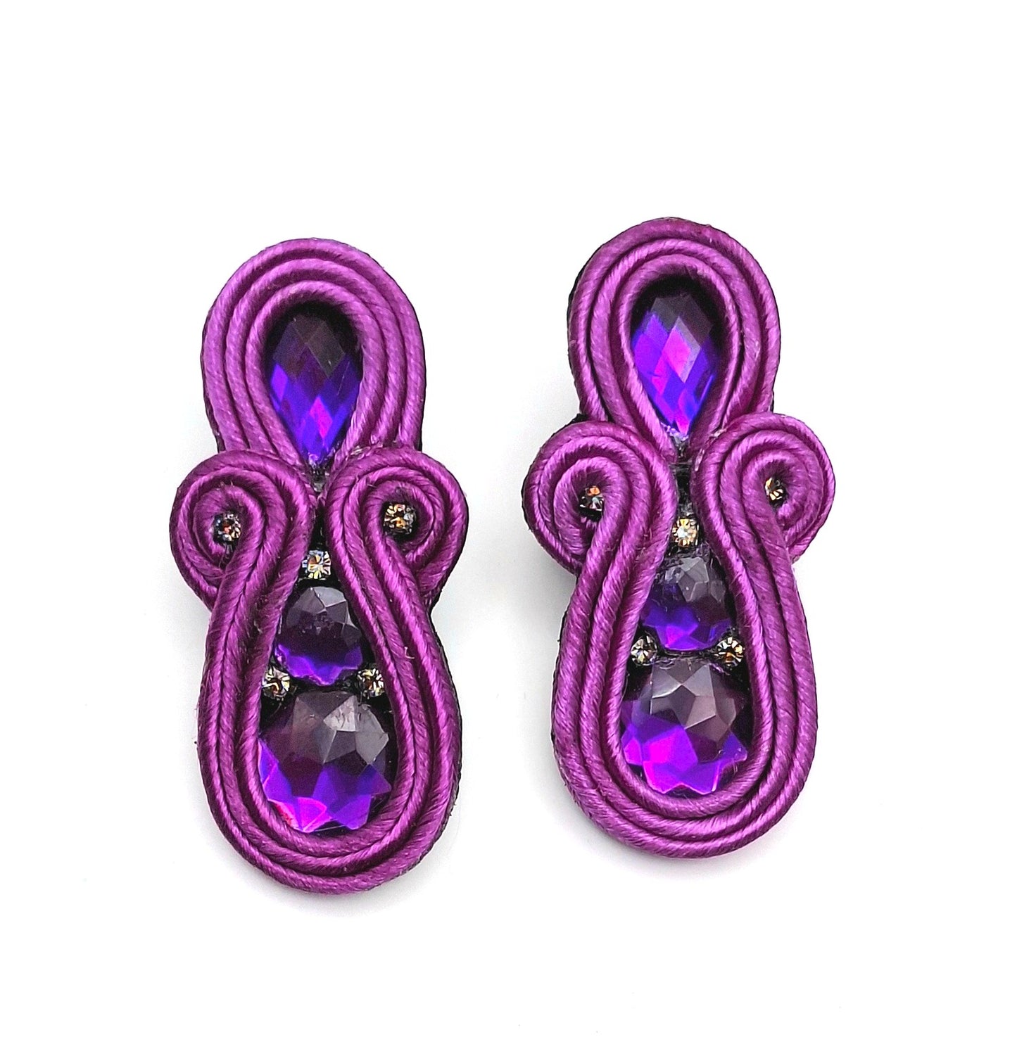 Aros Soutache Margarita magenta violeta