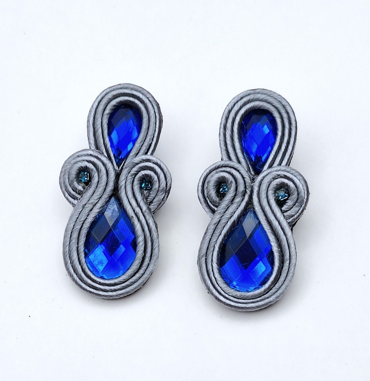 Aros Soutache Sofía azul y gris