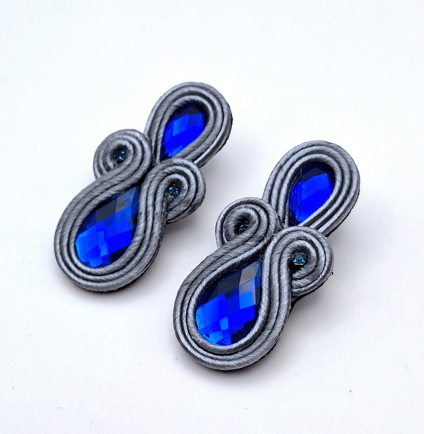 Aros Soutache Sofía azul y gris