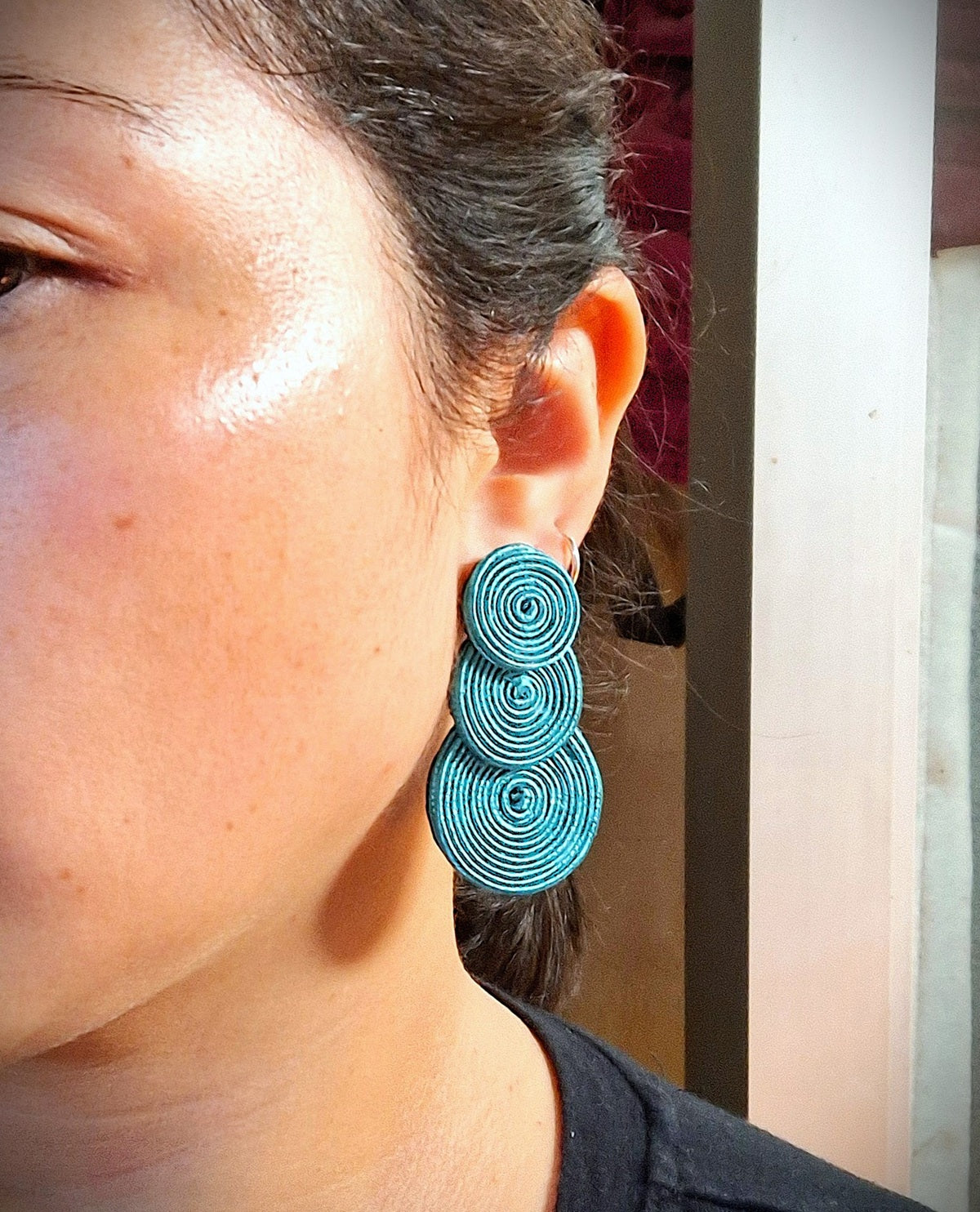 Aros Soutache círculos turquesa