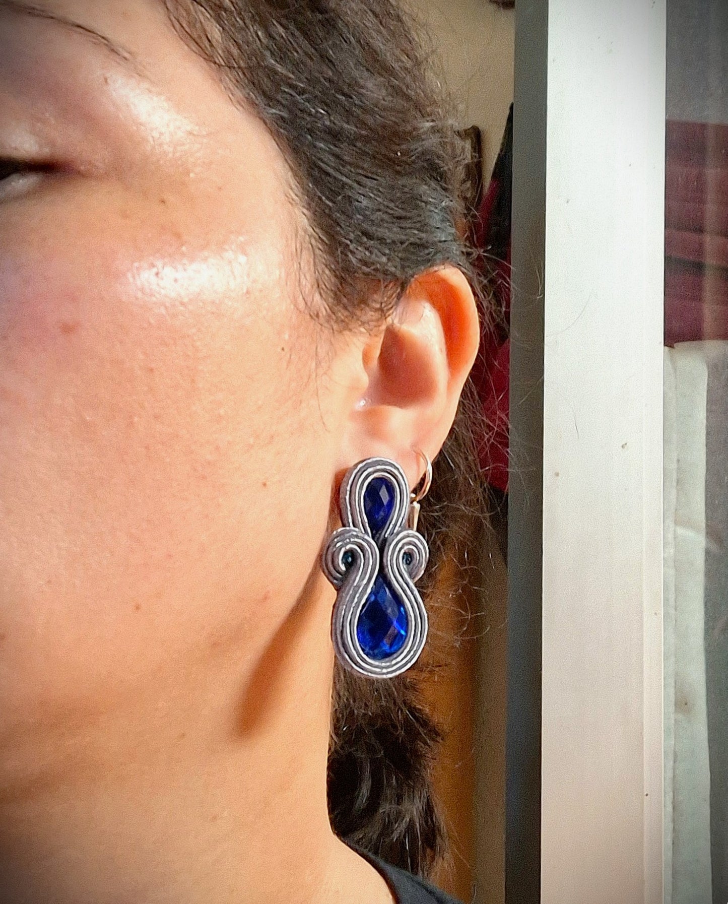 Aros Soutache Sofía azul y gris