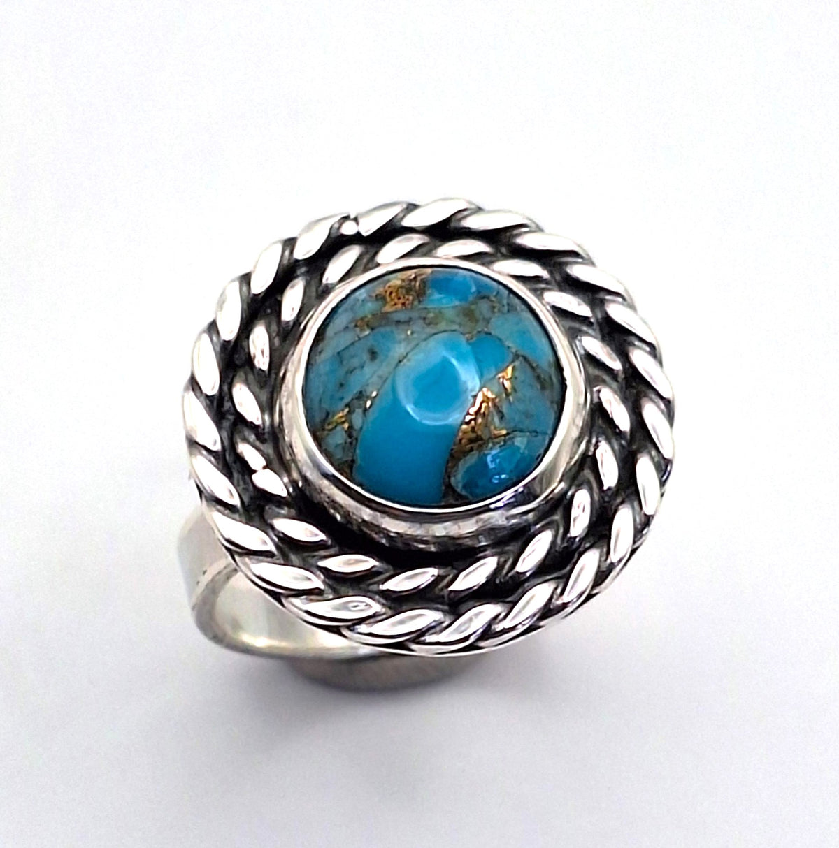 Anillo Turquesa doble trenza