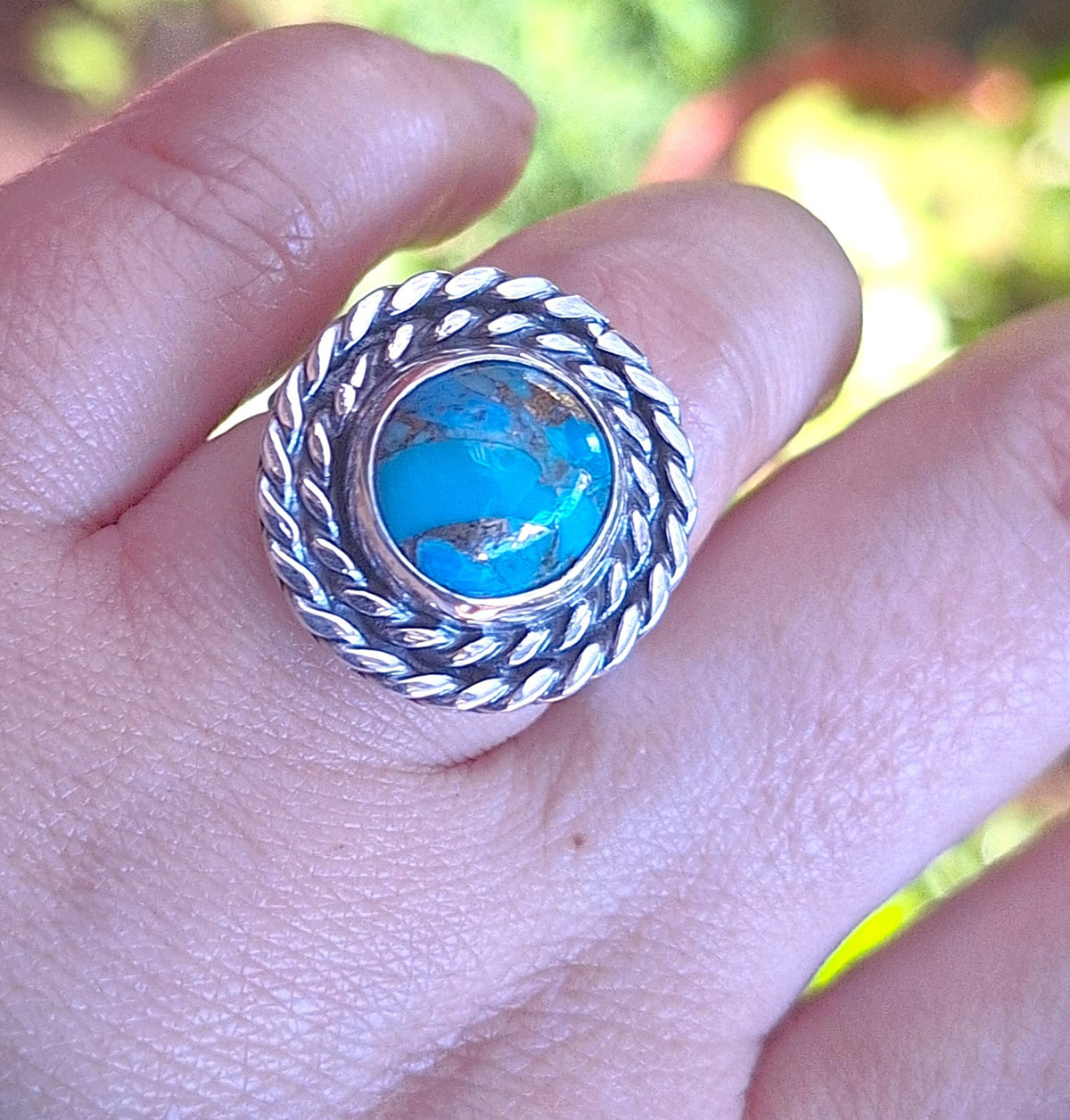 Anillo Turquesa doble trenza