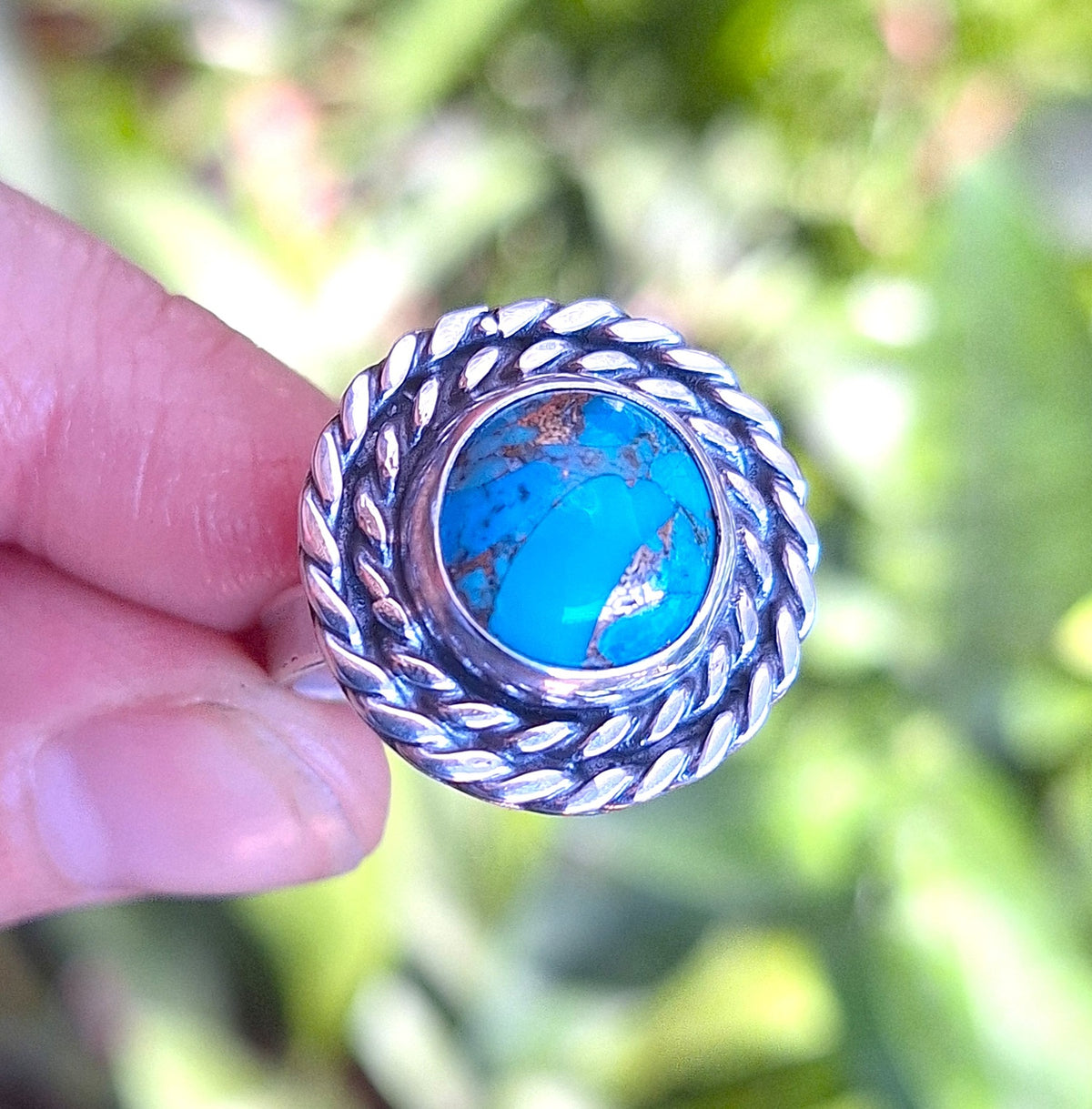 Anillo Turquesa doble trenza