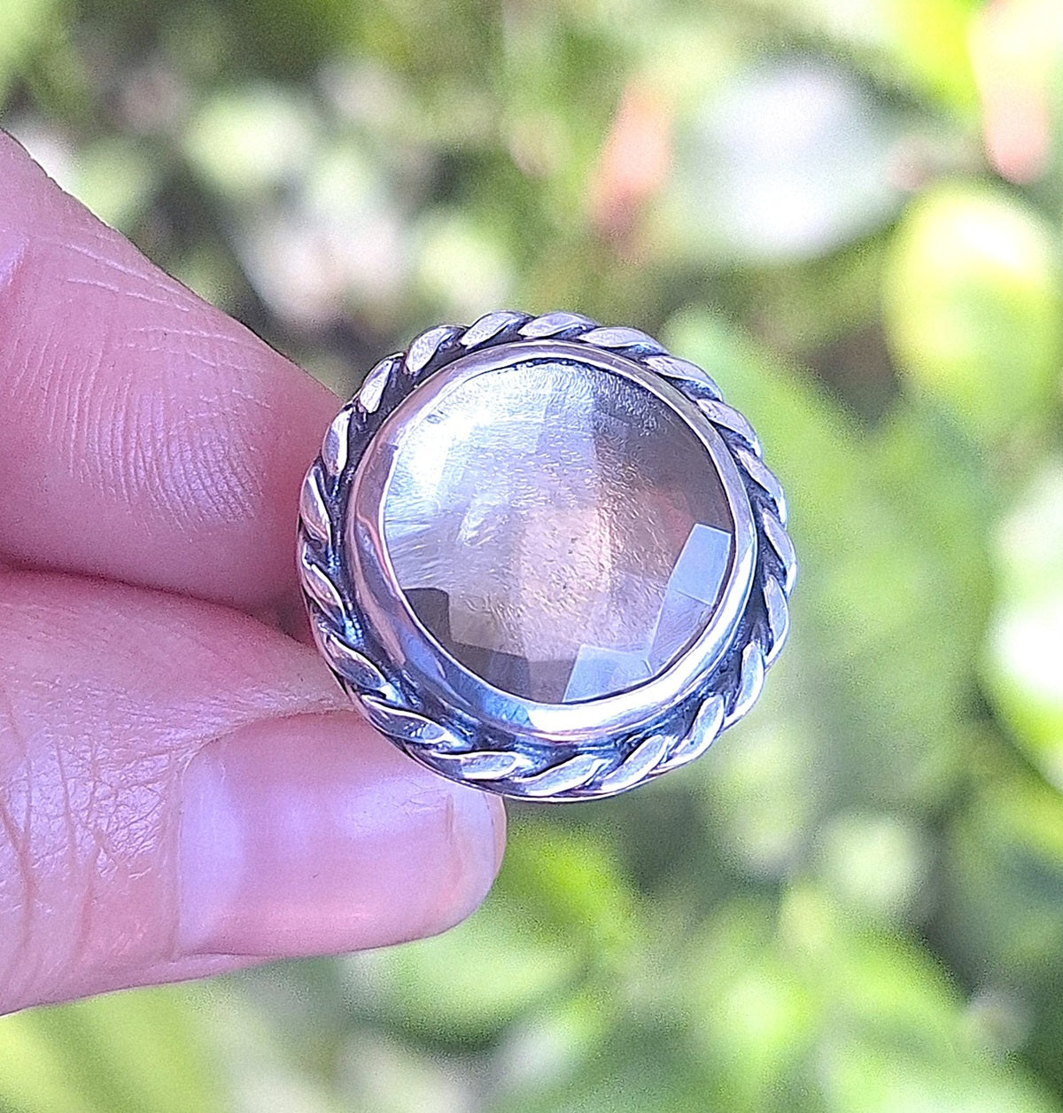 Anillo Cuarzo Limón borde trenza