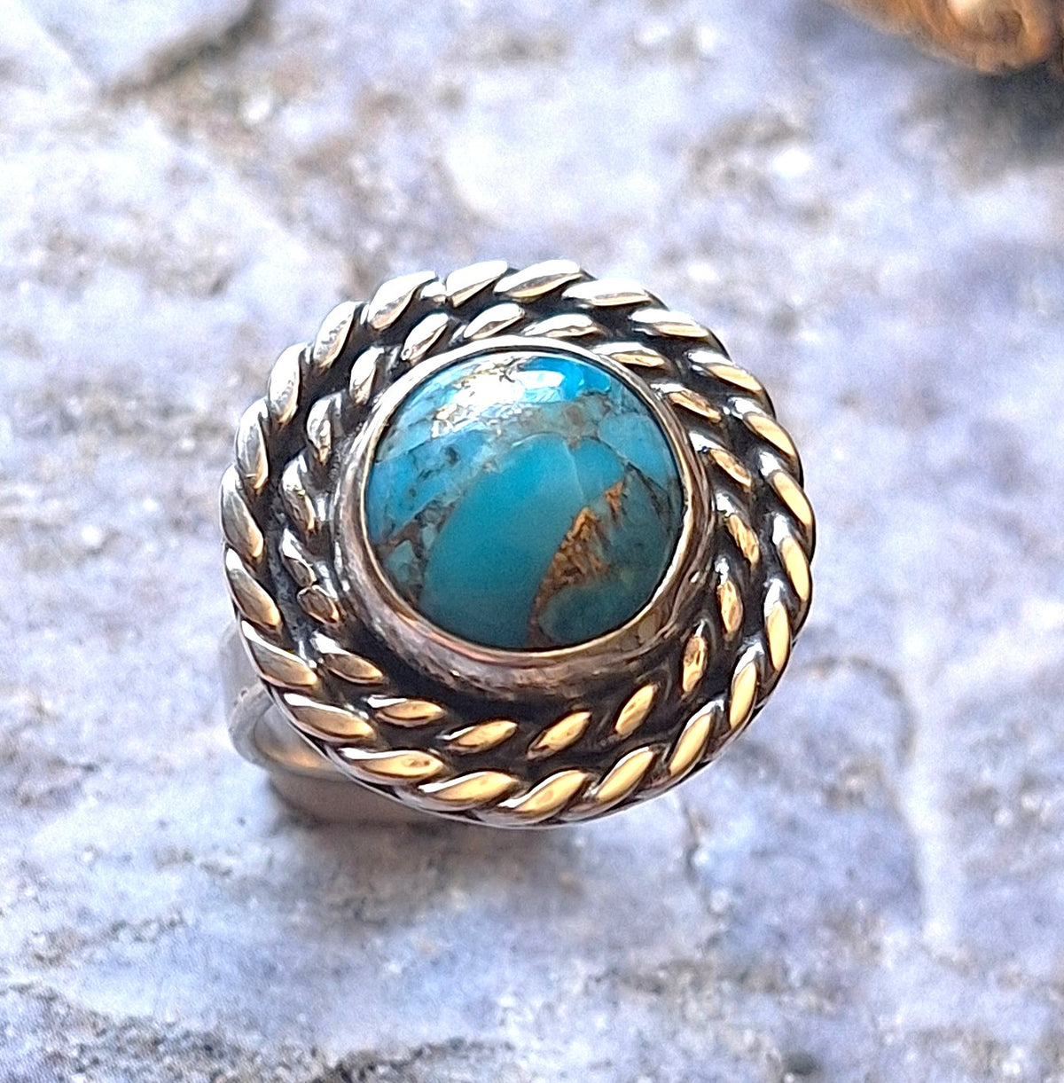 Anillo Turquesa doble trenza