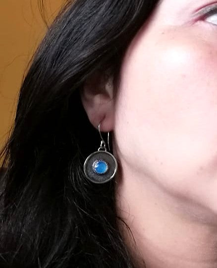Aros calcedonia azul reticulados