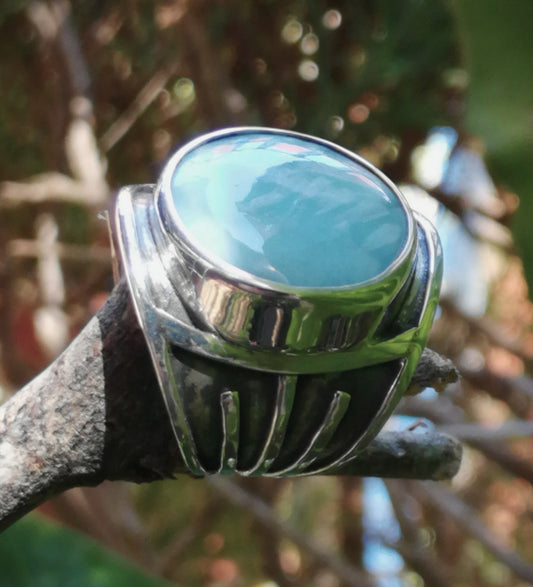 Anillo Larimar relieve líneas