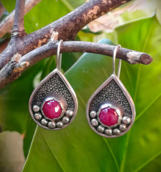 Aros gota Pelotitas y Rubí
