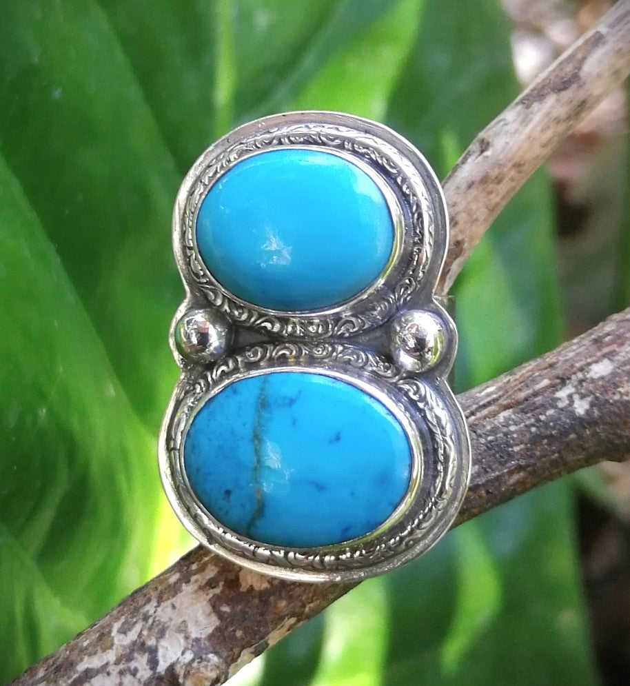 Anillo Turquesa arizona doble XL