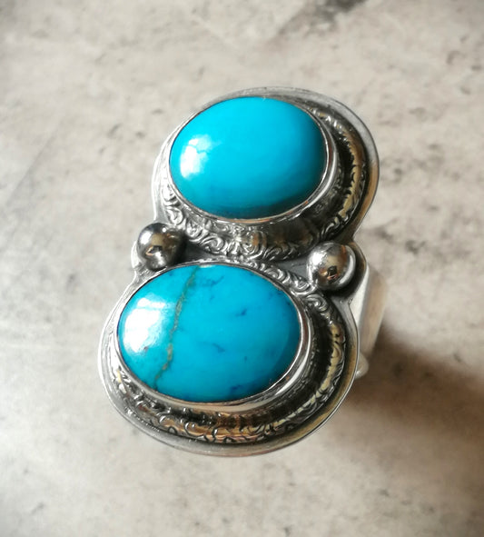 Anillo Turquesa arizona doble XL